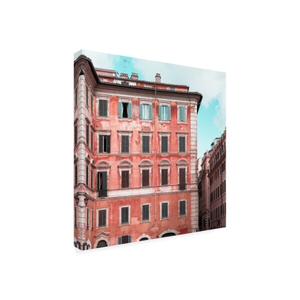 Philippe Hugonnard 'Dolce Vita Rome 3 Coral Buildings Facade' Canvas Art,14x14